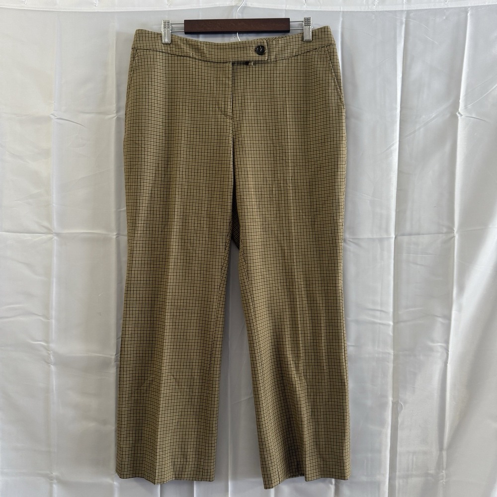 Talbots‎ Womens 12P 34x29 Petite Signature Bootcut Tan Plaid Trousers Pants